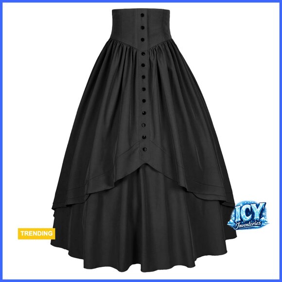 Victorian Renaissance Peasant Skirt High Waisted Floor Length Flowy